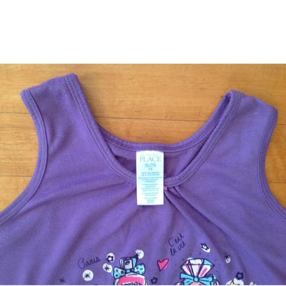 The Children's Place Girls Graphic Purple Tank Top S - Picture 4 of 9
